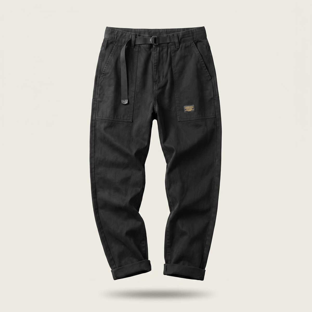 Pantalon cargo vintage à revers roulé pour homme