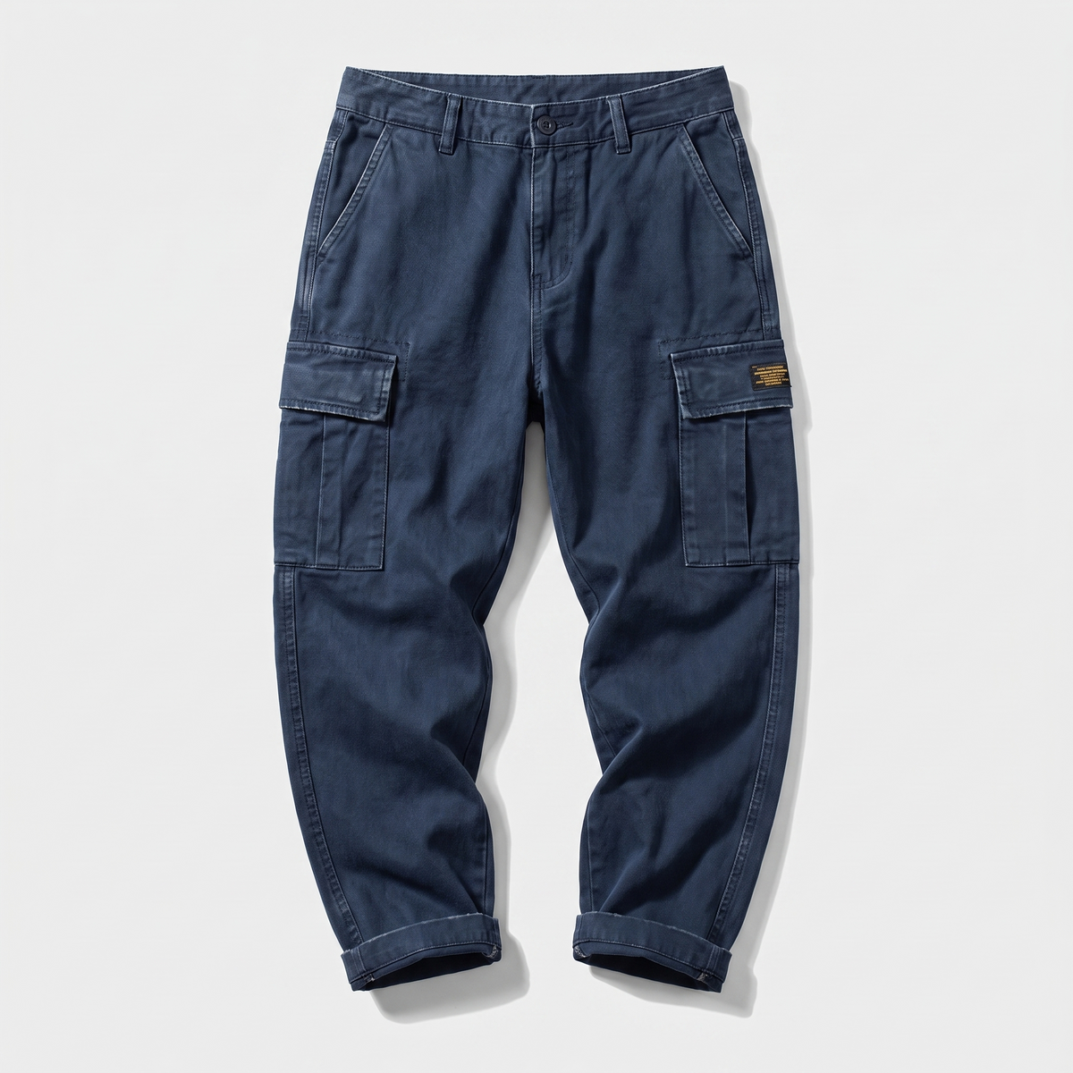 Pantalon cargo vintage à revers roulé pour homme