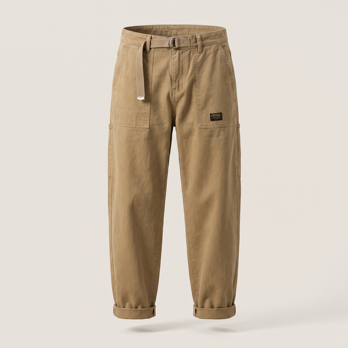 Pantalon cargo vintage à revers roulé pour homme
