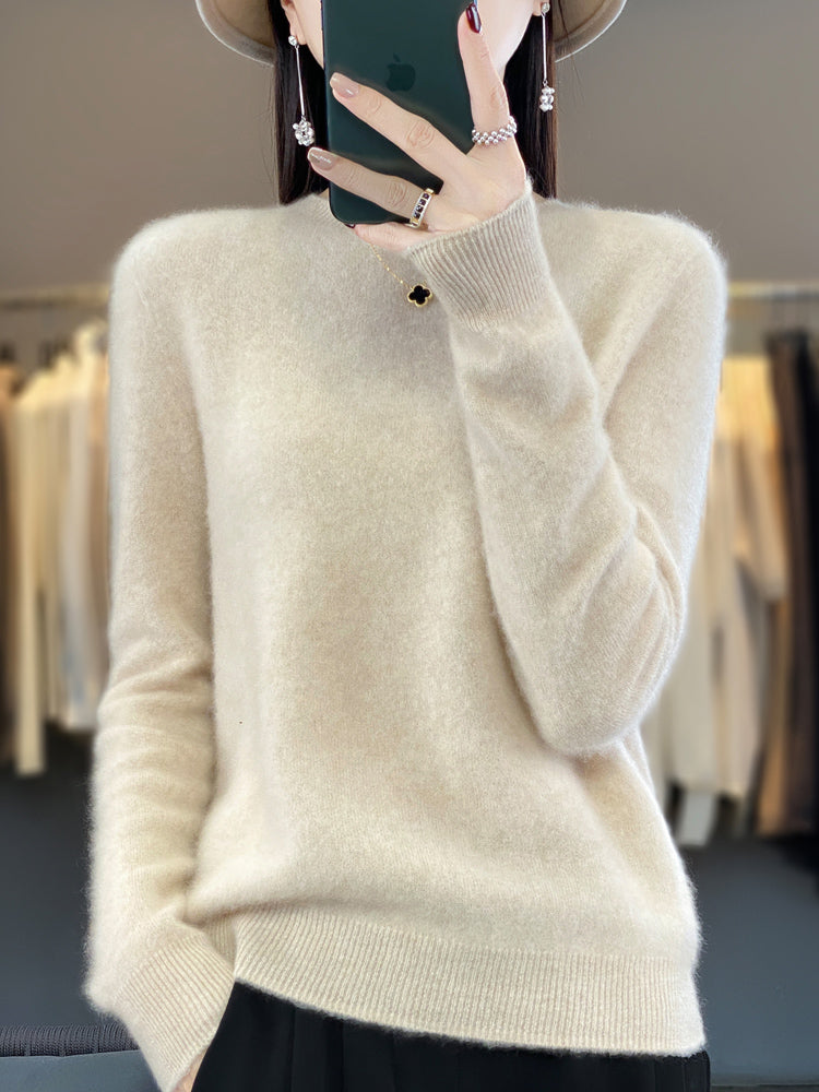 Women's Relaxed Crew Neck Soft Knit Pullover Sweater