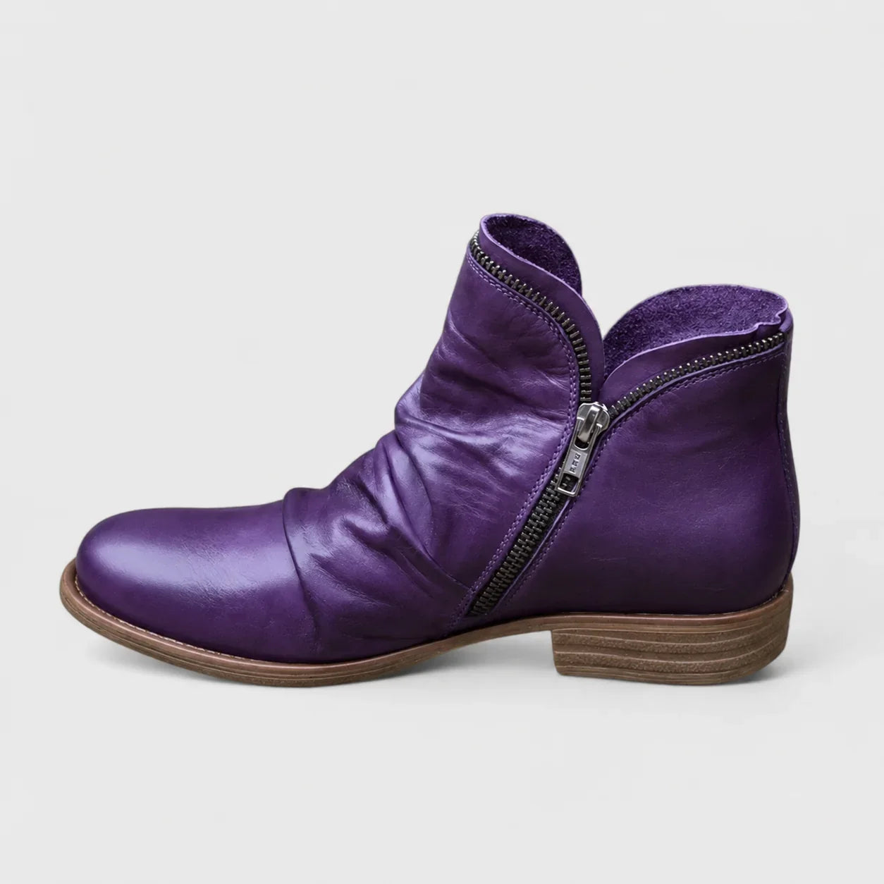 Bottines en cuir souples à double fermeture éclair