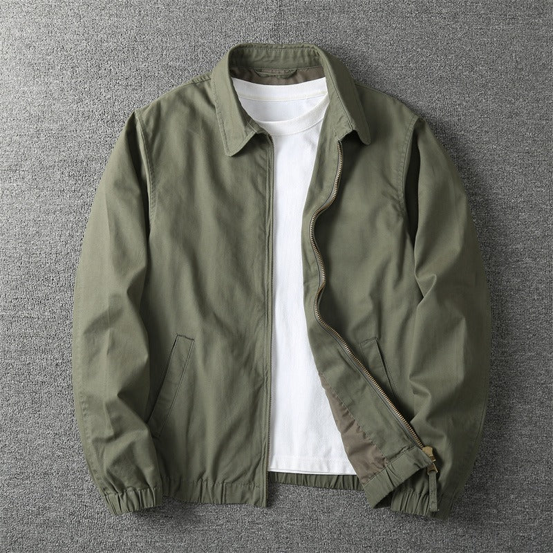 Men's Lightweight Cotton Zip-Up Bomber Jacket