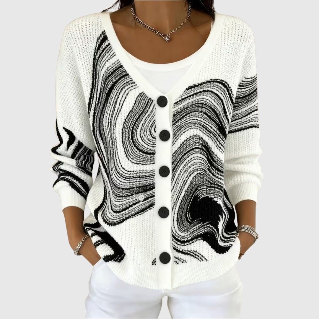 Women's Colorblock Button-Front Knit Cardigan