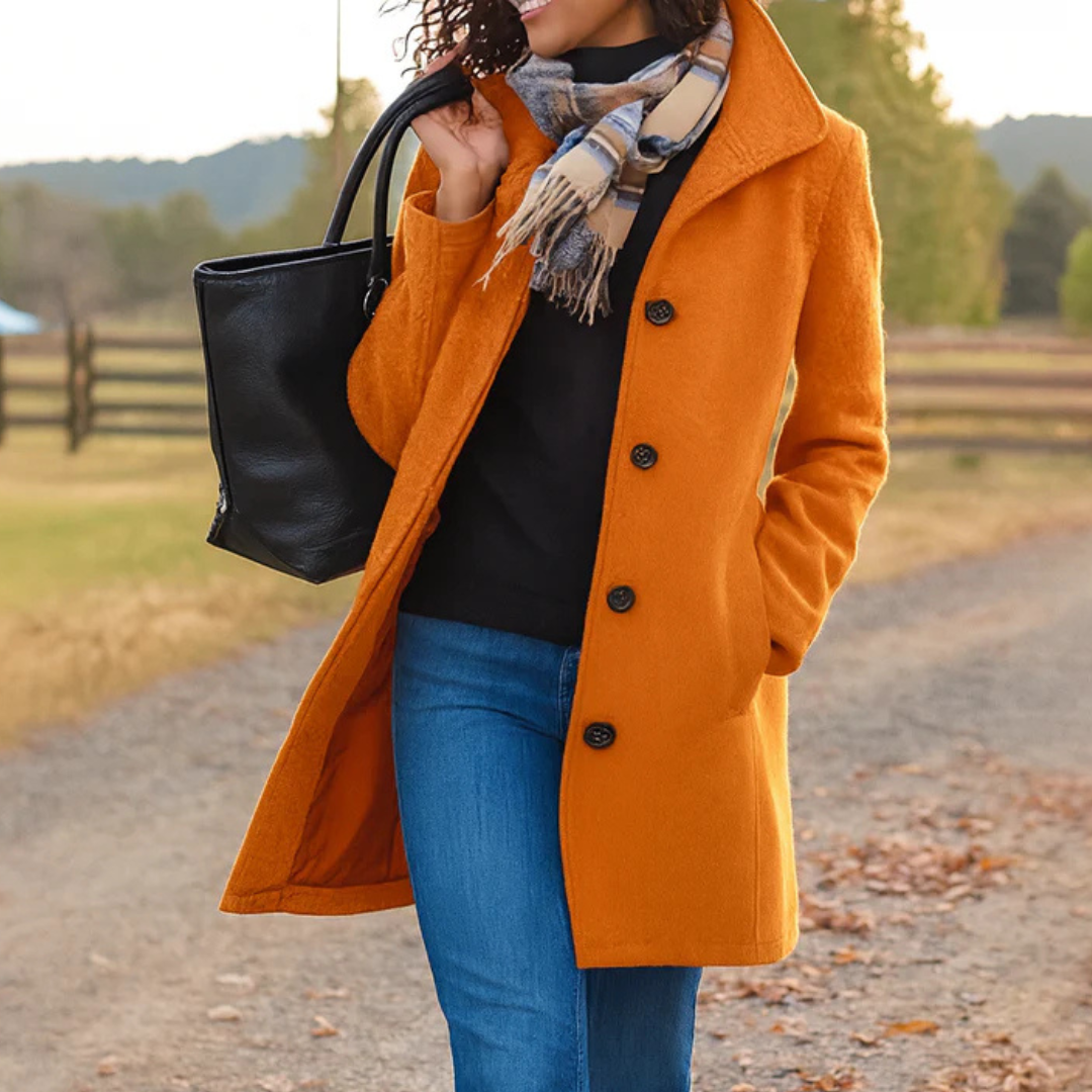 Women's Wool Blend Button-Up Longline Coat