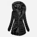 Manteau matelassé asymétrique zippé pour femme, doublé en polaire
