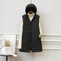 Gilet matelassé léger à capuche pour femme, coupe longue