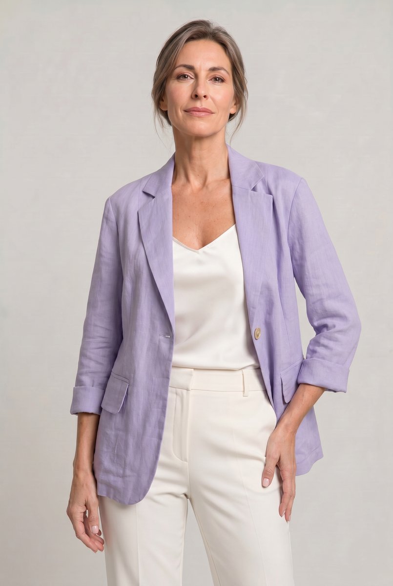 Veste blazer légère décontractée pour femme à bouton unique