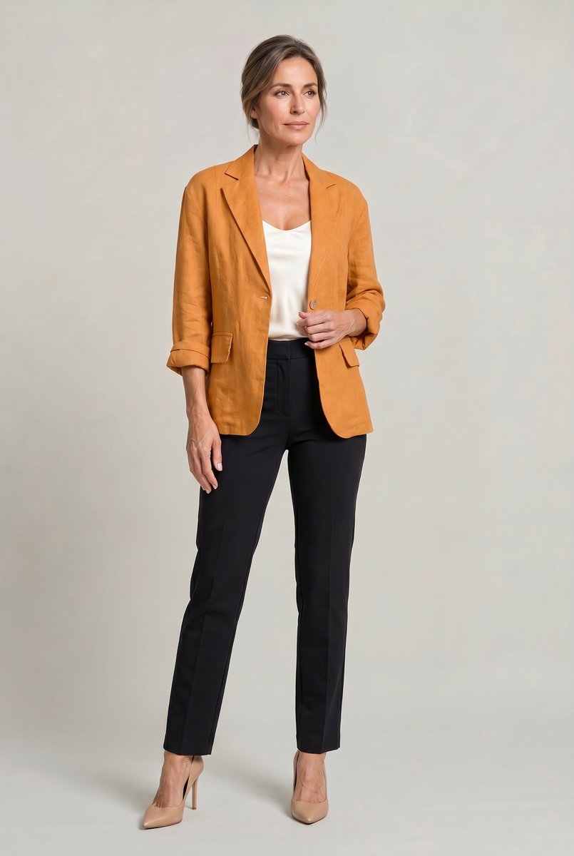 Veste blazer légère décontractée pour femme à bouton unique