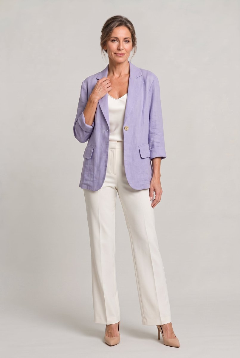 Veste blazer légère décontractée pour femme à bouton unique