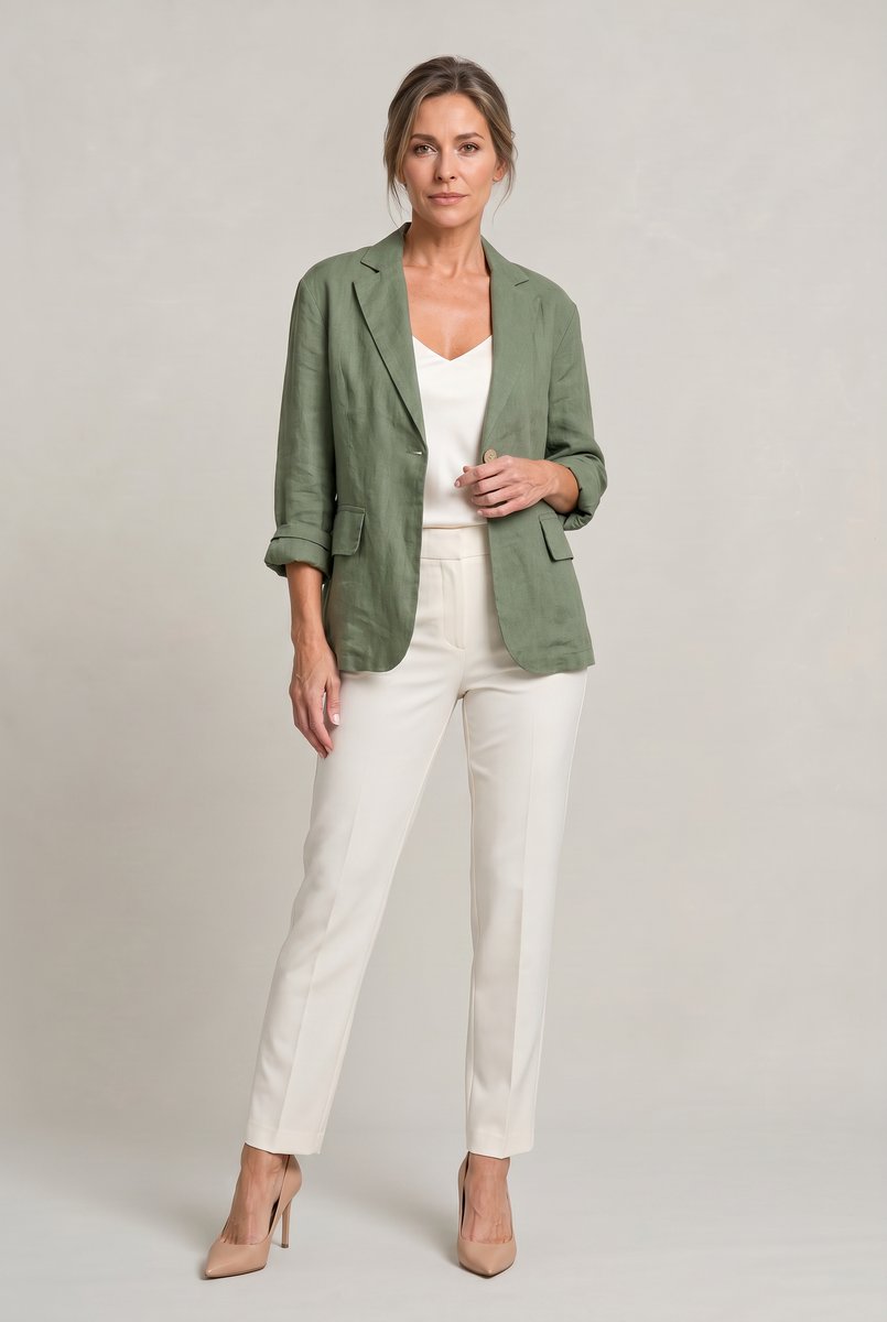 Veste blazer légère décontractée pour femme à bouton unique