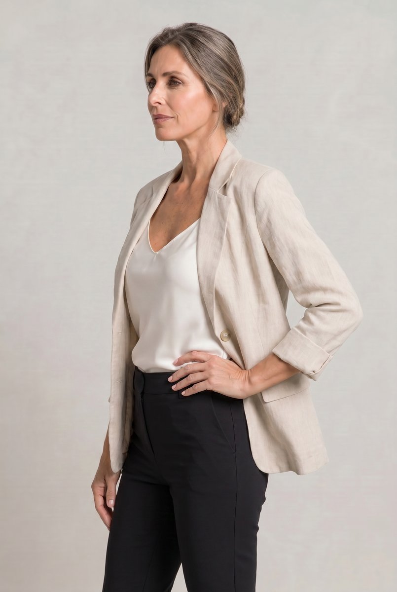 Veste blazer légère décontractée pour femme à bouton unique