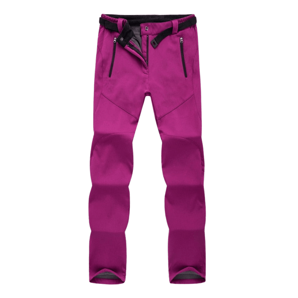 Women's straight-leg hiking pants with a belted waist and long-length cut