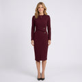 Long Sleeve Midi Dress – Wrap Front Button Detail Style
