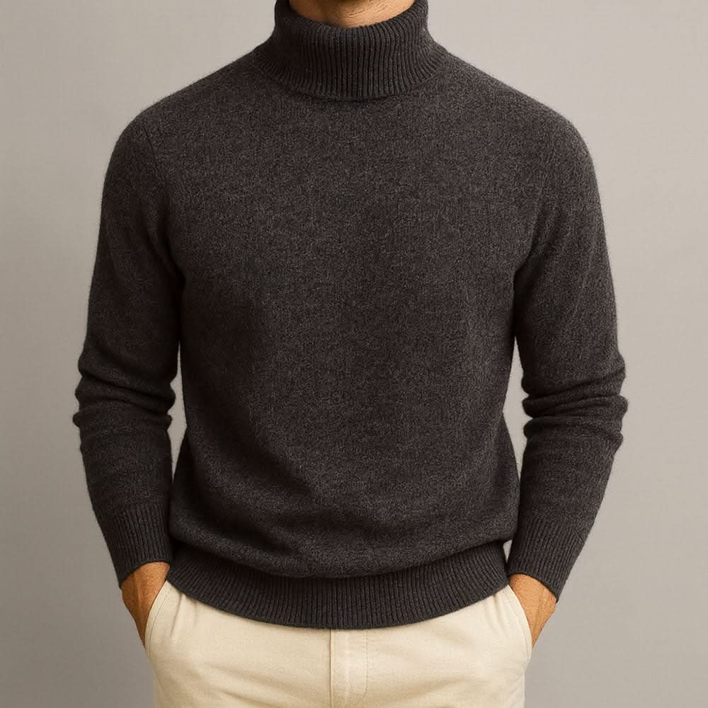 Men's Fitted Turtleneck Knit Sweater