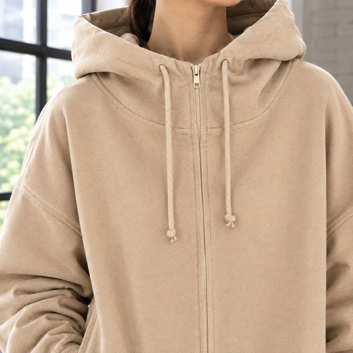 Women's Oversized Longline Zip-Up Hoodie