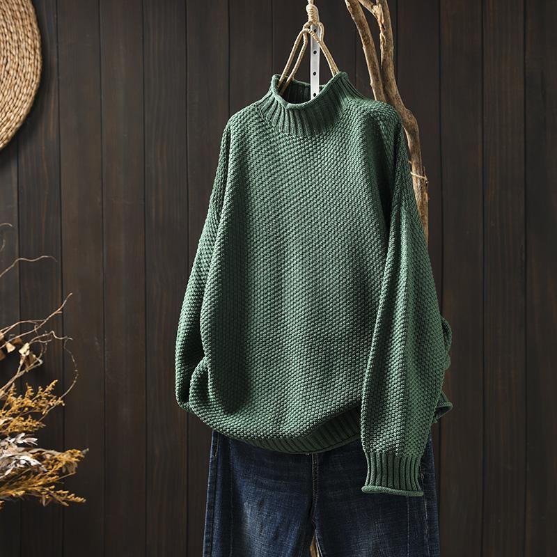 Women's Oversized Mock Neck Waffle Knit Sweater