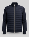 Men's quilted hybrid jacket with stand collar and full front zipper