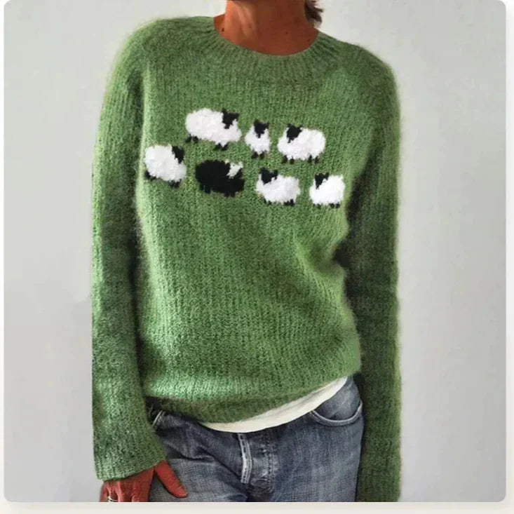 Women's Fair Isle Boat Neck Patterned Knit Sweater