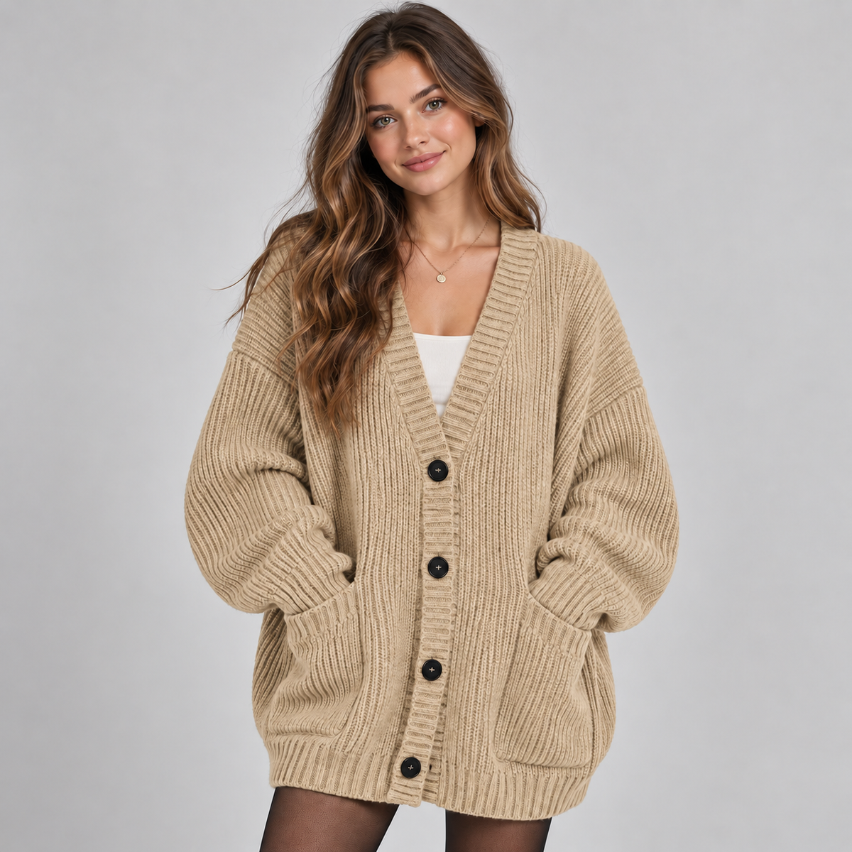 Women's Oversized Ribbed Knit Cardigan