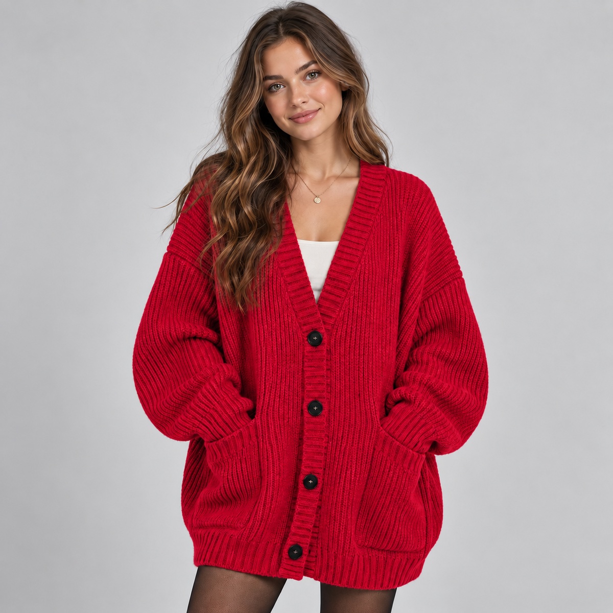 Women's Oversized Ribbed Knit Cardigan