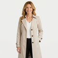 Women’s Single Breasted Trench Coat – Notched Collar Longline Style