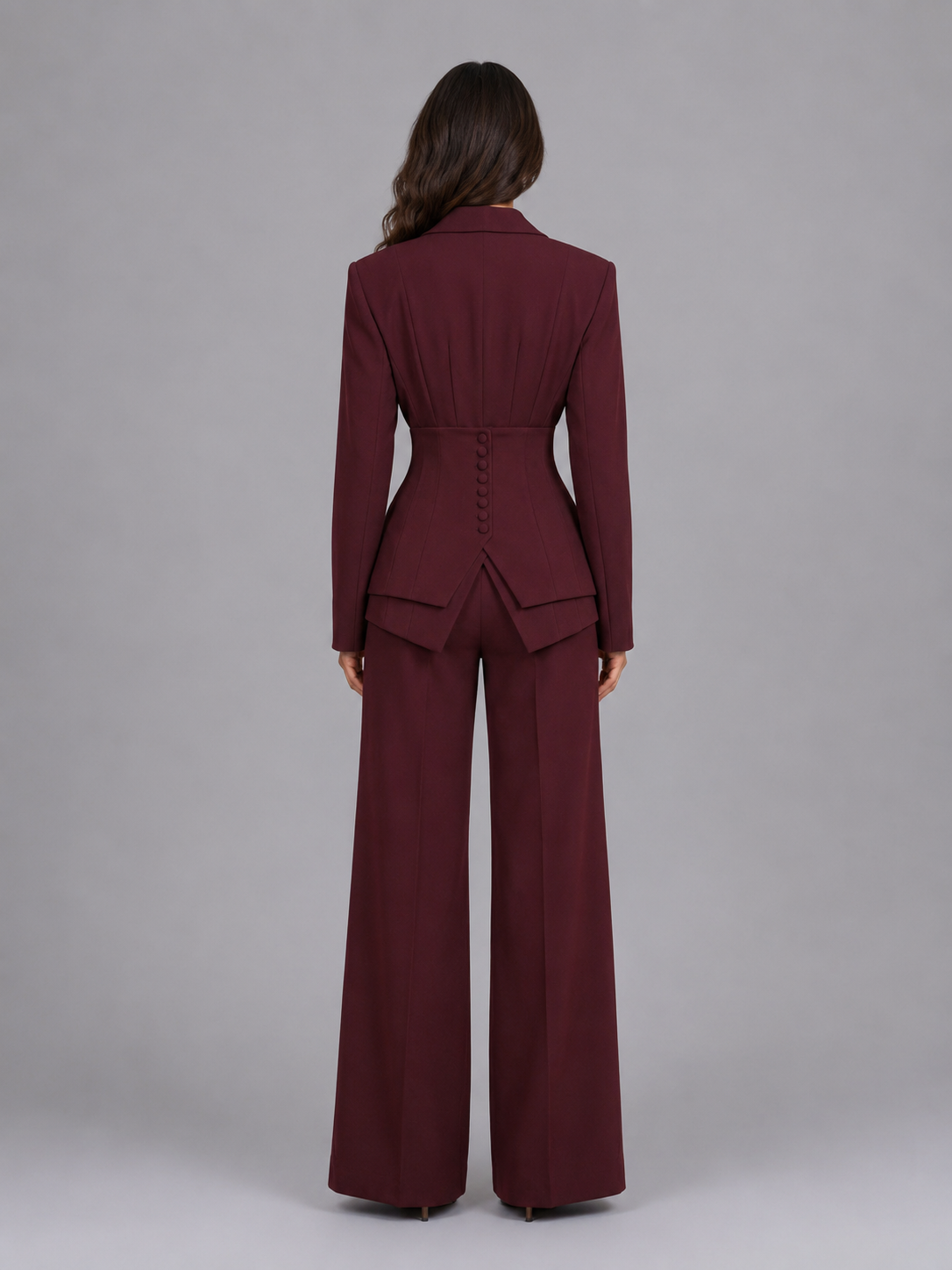 Women's Tailored Cinched-Waist Wide-Leg Suit Set