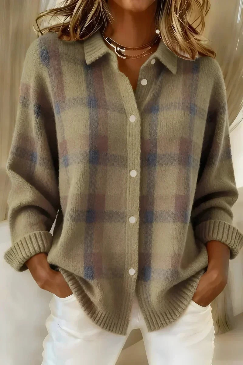 Women's Collared Knit Cardigan