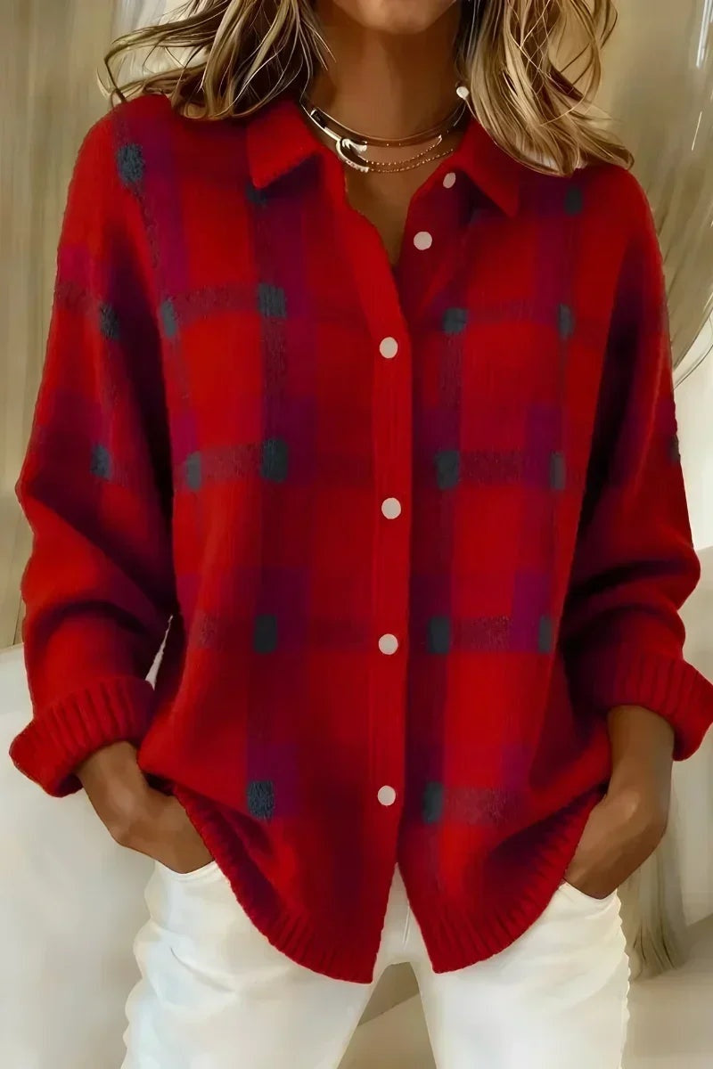Women's Collared Knit Cardigan