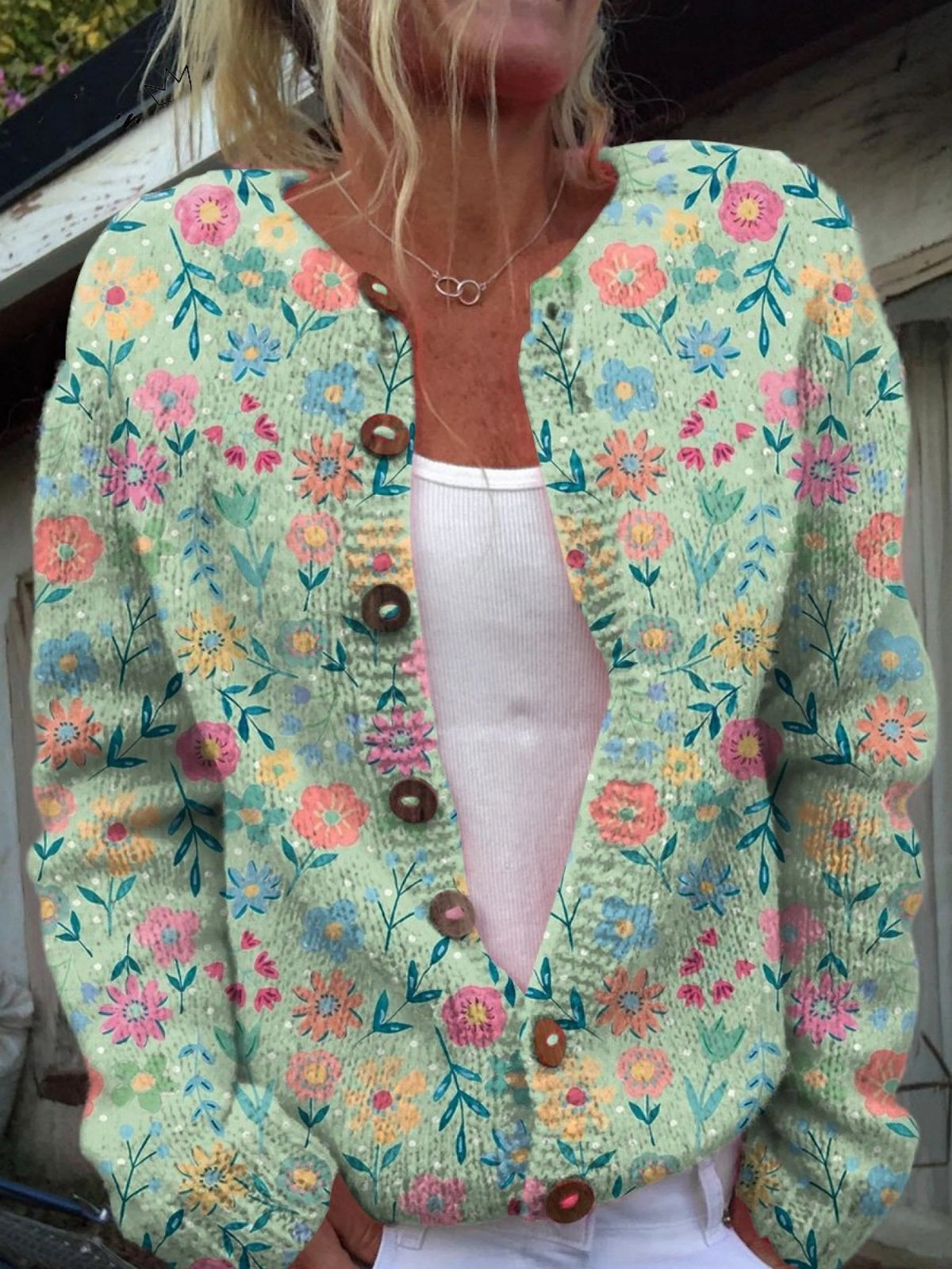 Women's Button-Front Knit Cardigan