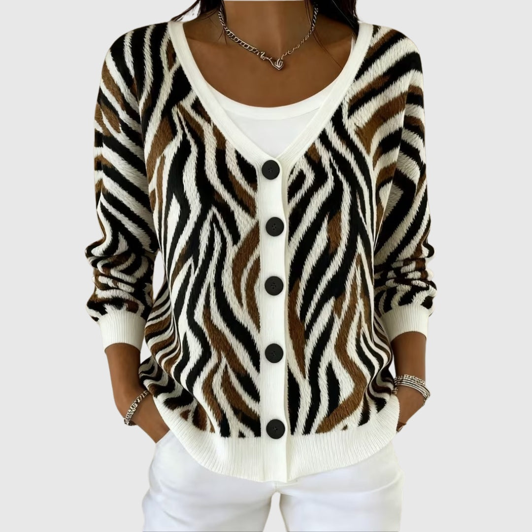 Women's Colorblock Button-Front Knit Cardigan