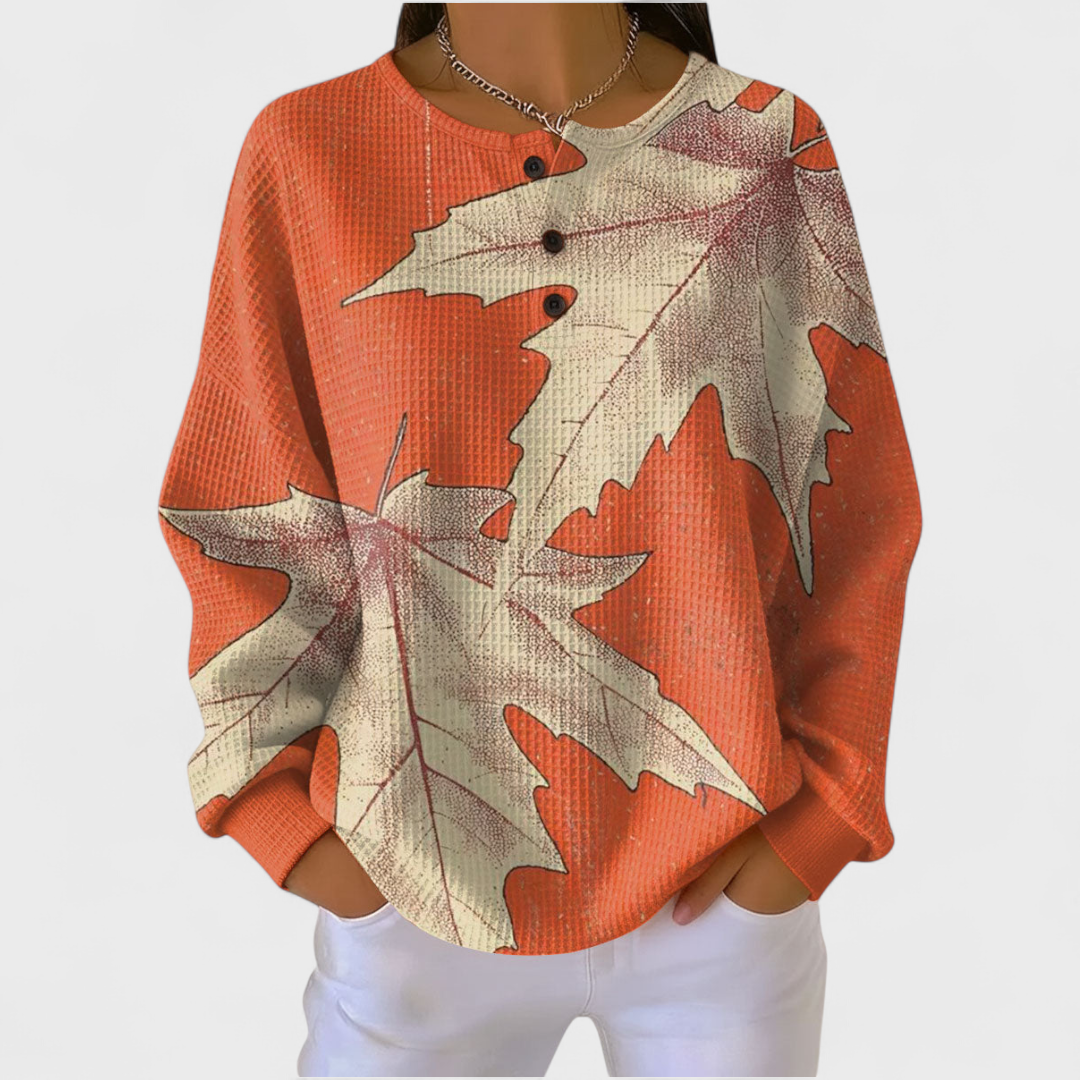 Haut Henley en maille gaufrée à imprimé de Noël pour femme