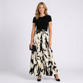 Printed Maxi Dress Women’s Belted Short Sleeve Dress