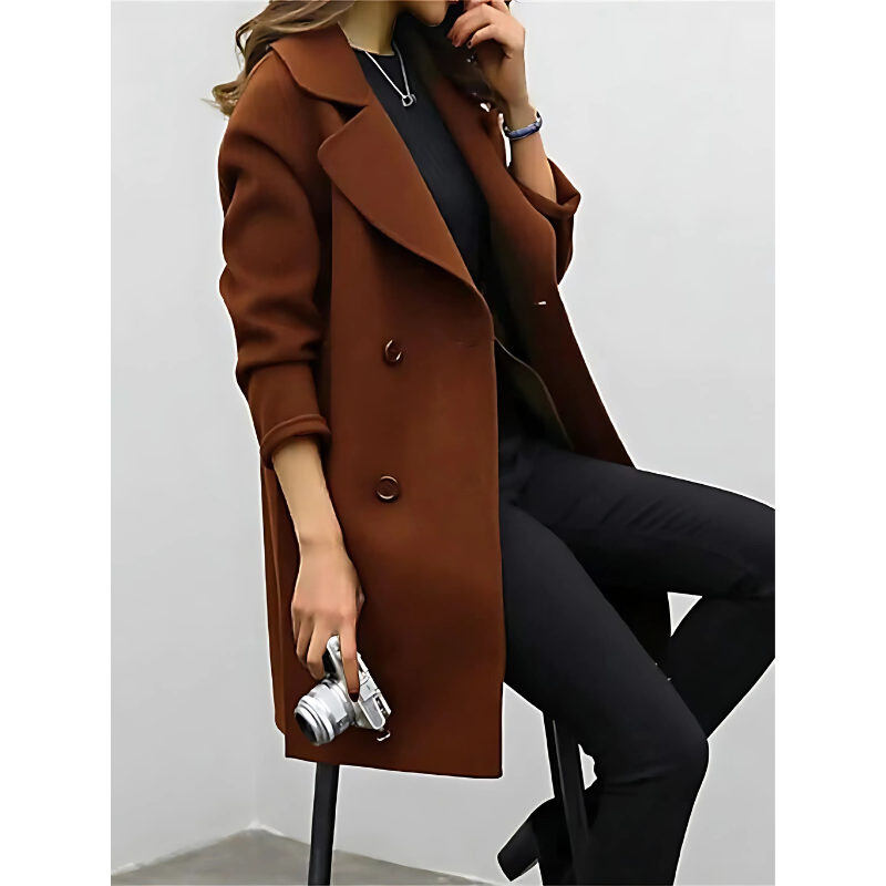 Women's Longline Double-Breasted Tailored Coat