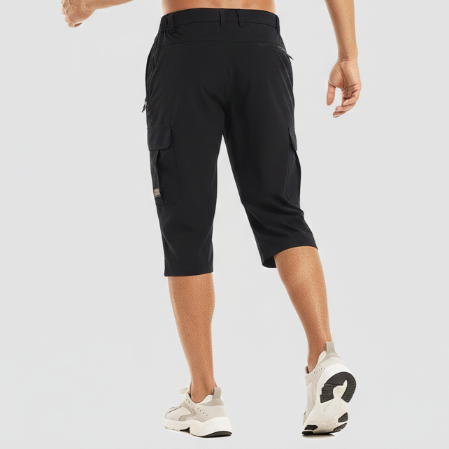 Quick-Dry Below-Knee Cargo Shorts with Zip Pocket