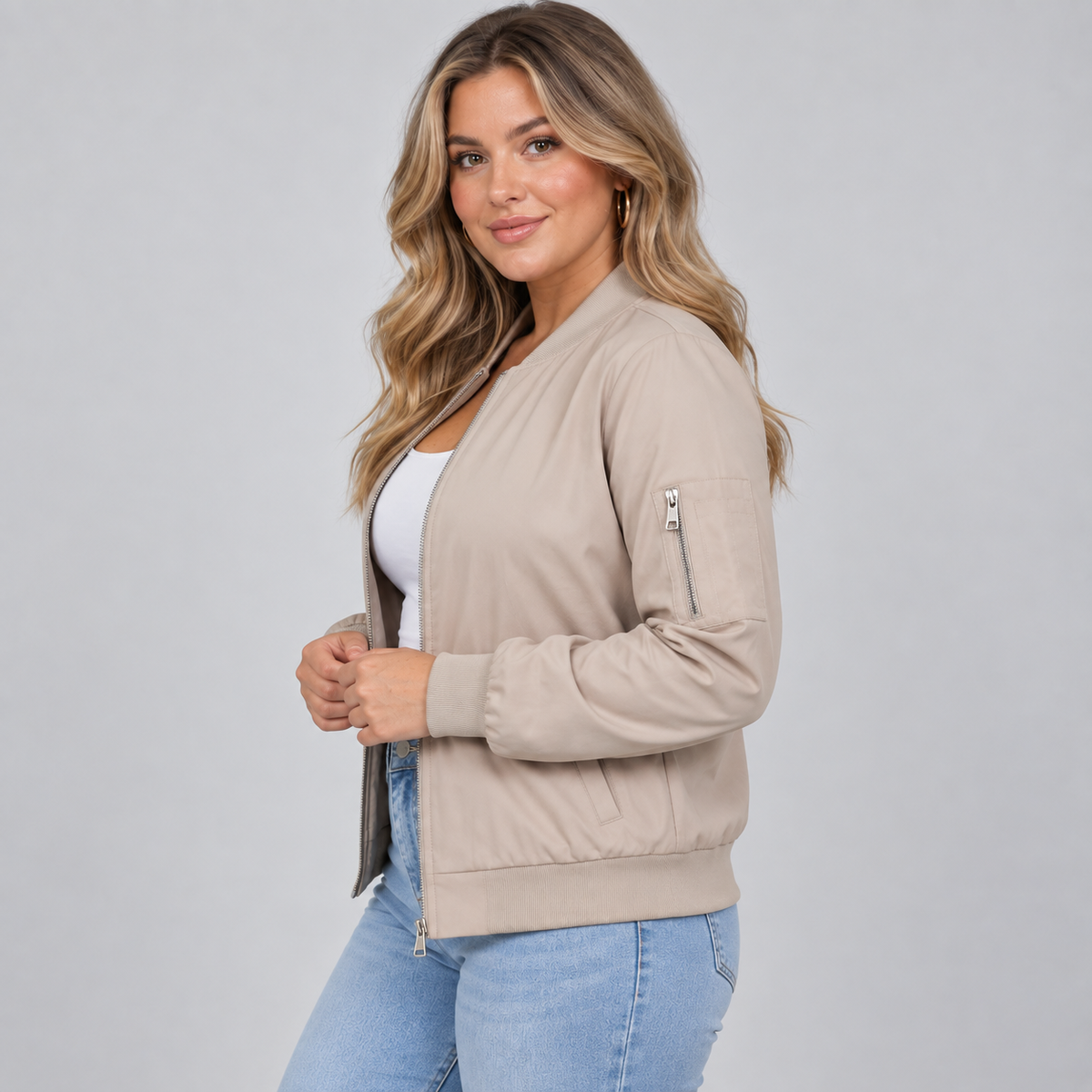 Women's Classic Zip-Up Bomber Jacket