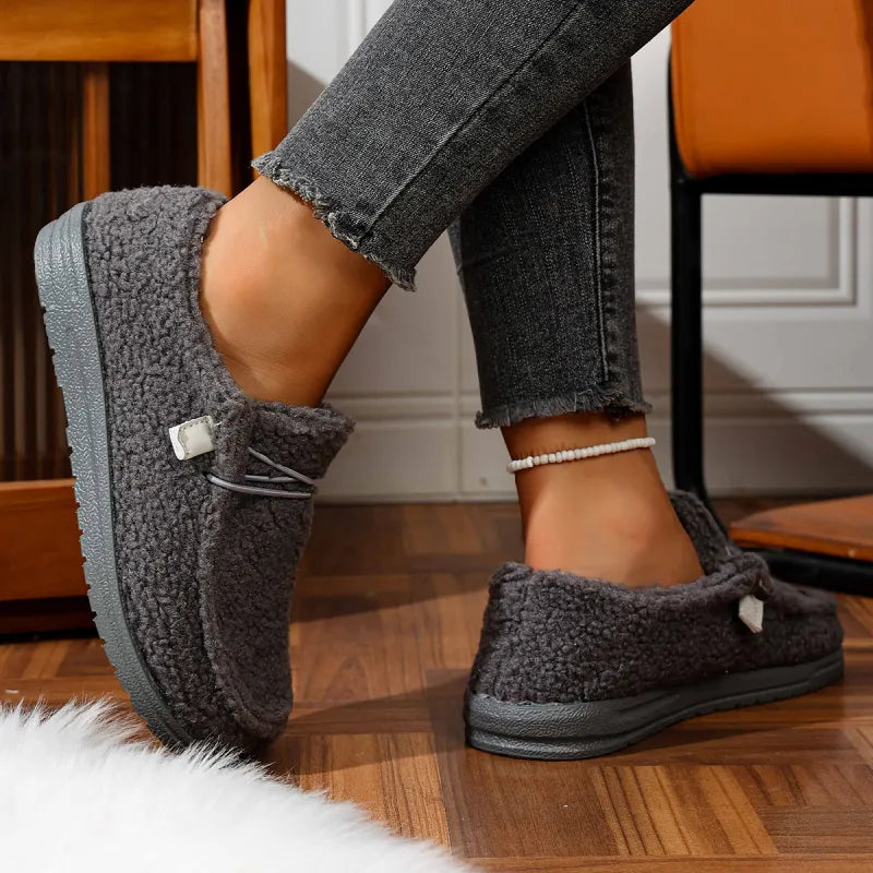 Women's Cozy Sherpa Slip-On Moc Toe Loafer Sneakers