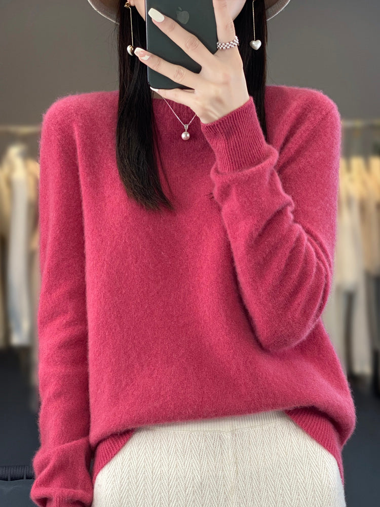 Women's Relaxed Crew Neck Soft Knit Pullover Sweater