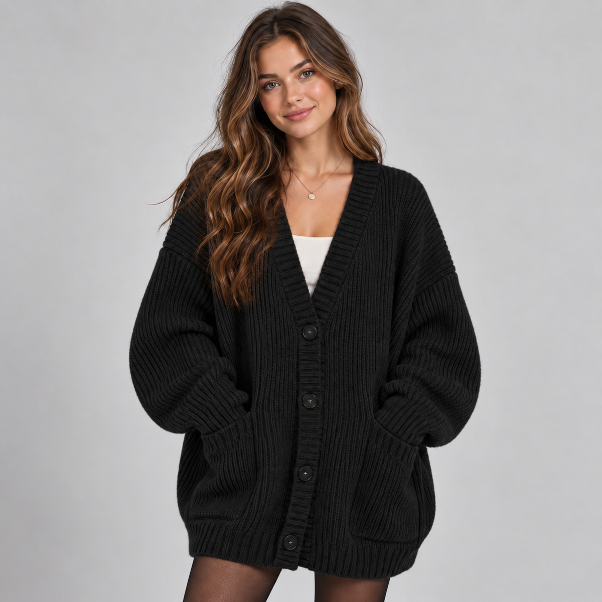Women's Oversized Ribbed Knit Cardigan