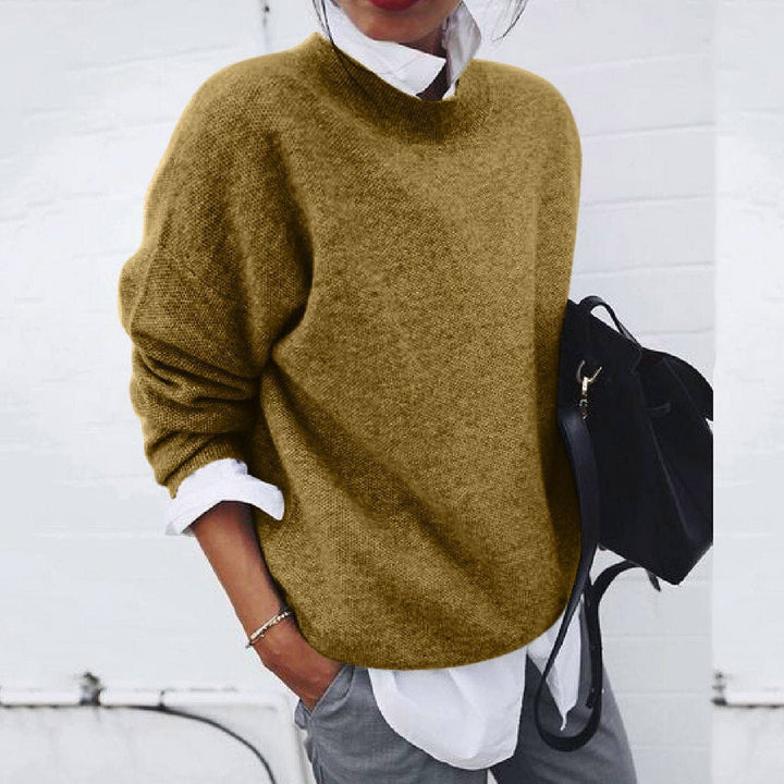 Women's Oversized Mock Neck Layered Knit Sweater