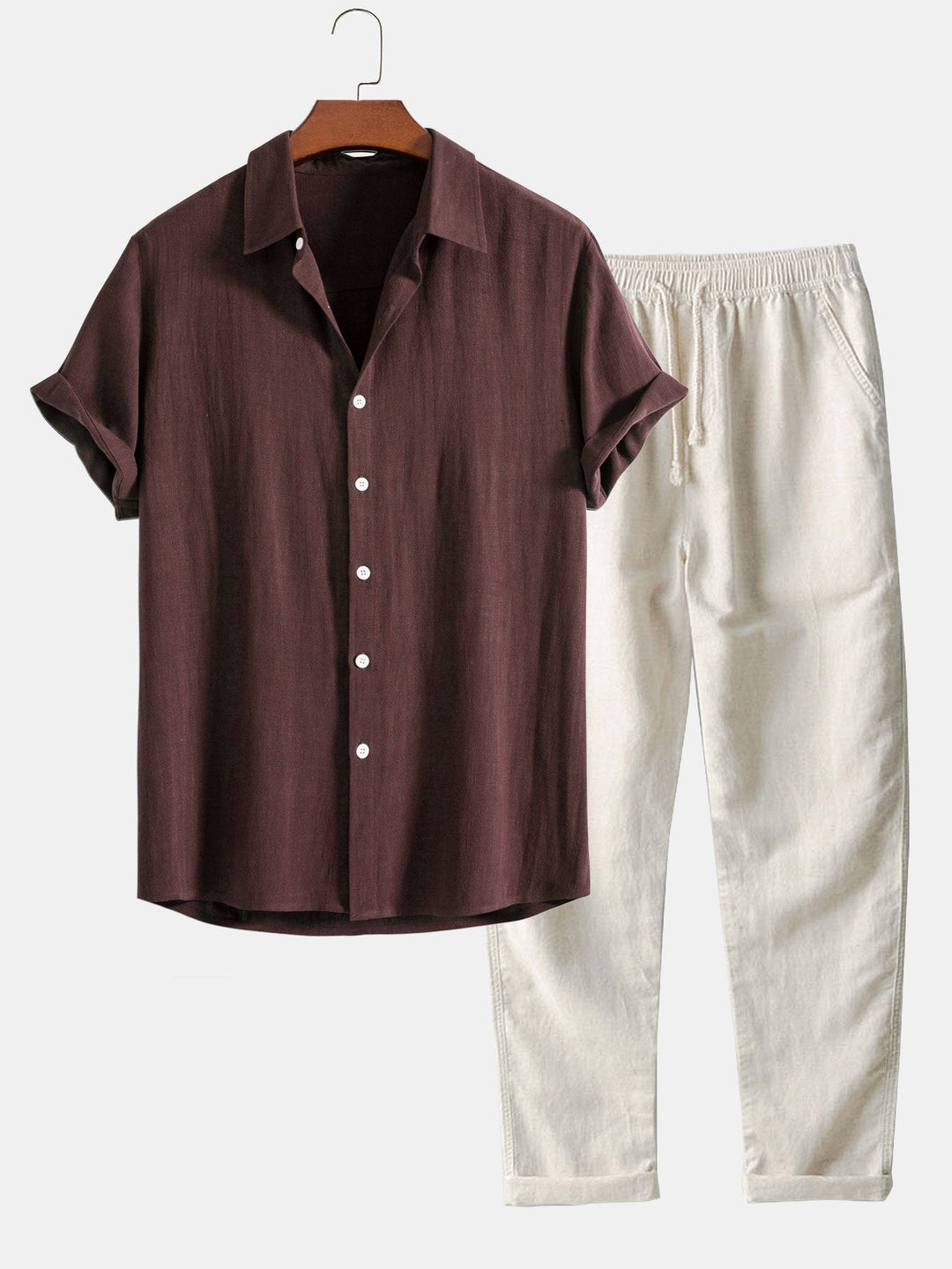 Linen Blend Shirt and Drawstring Trousers Co-Ord Set