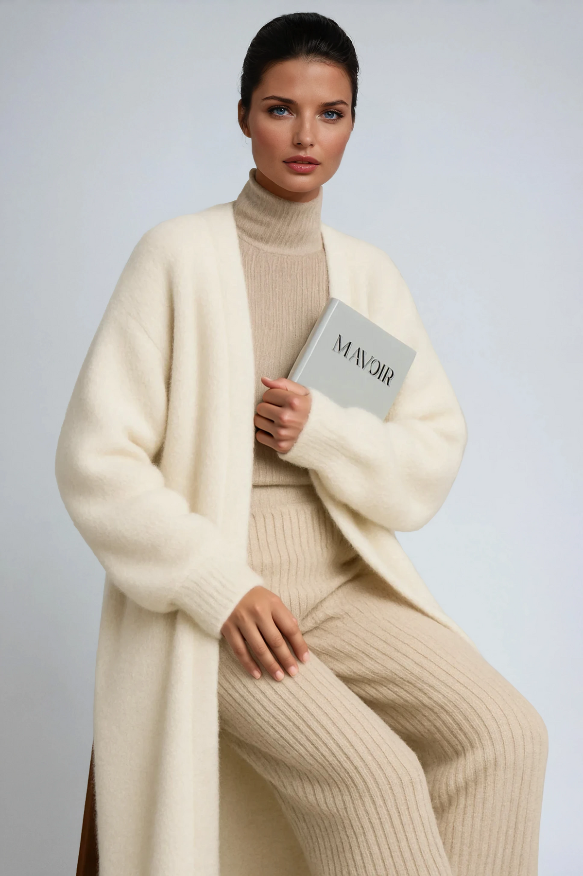 Women's Oversized Longline Open-Front Knit Cardigan