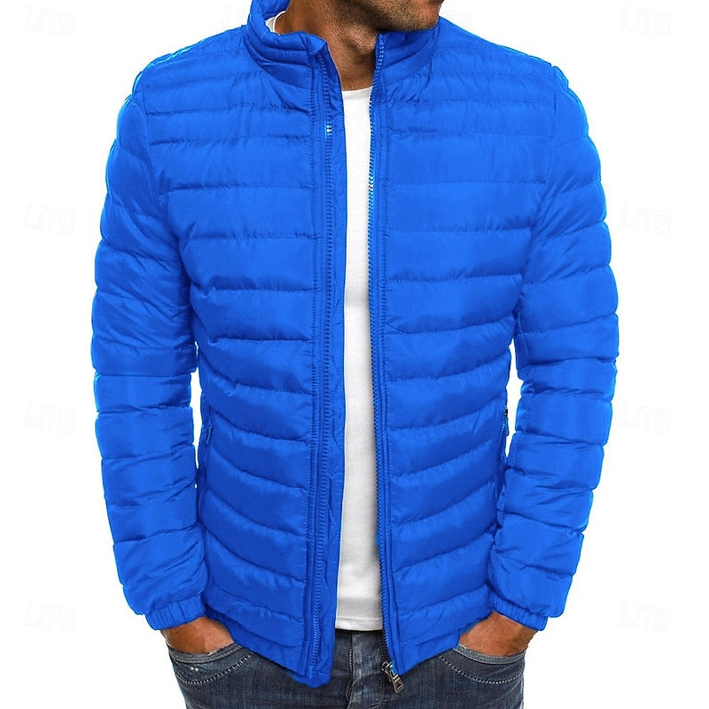 Men’s Lightweight Channel Quilted Stand Collar Puffer Jacket