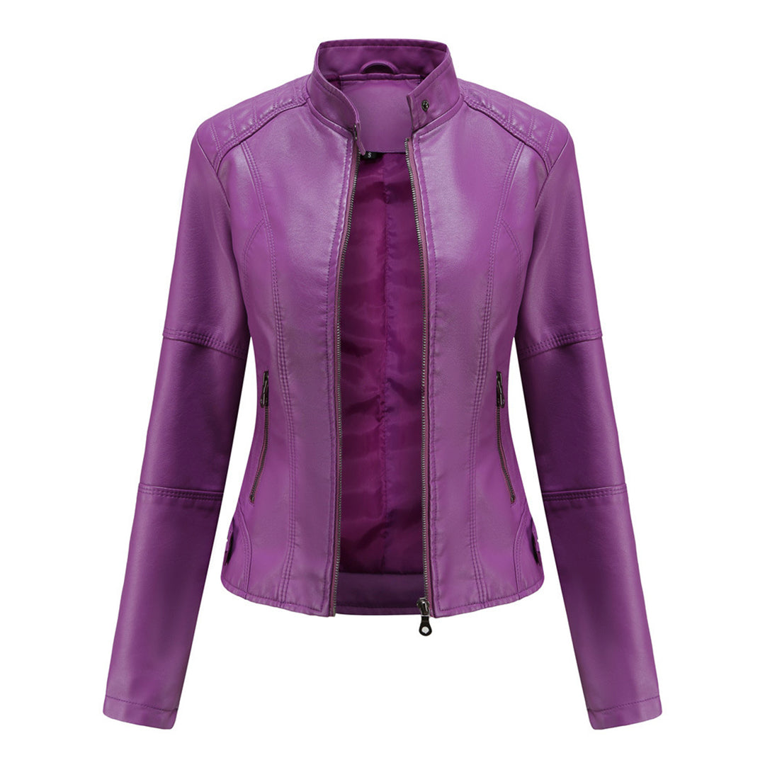 Women's Zip-Up Moto Style Fitted Jacket