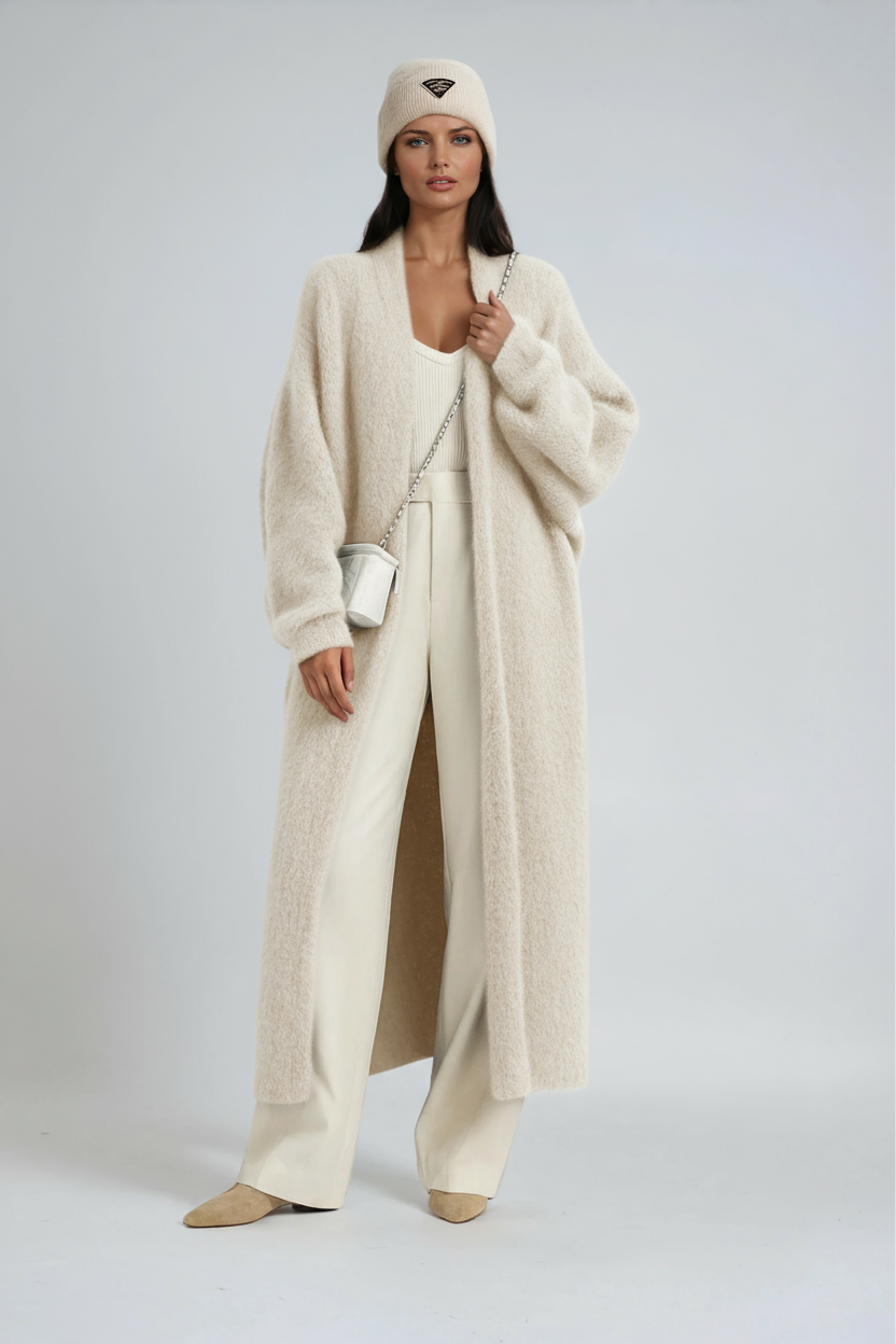 Women's Oversized Longline Open-Front Knit Cardigan