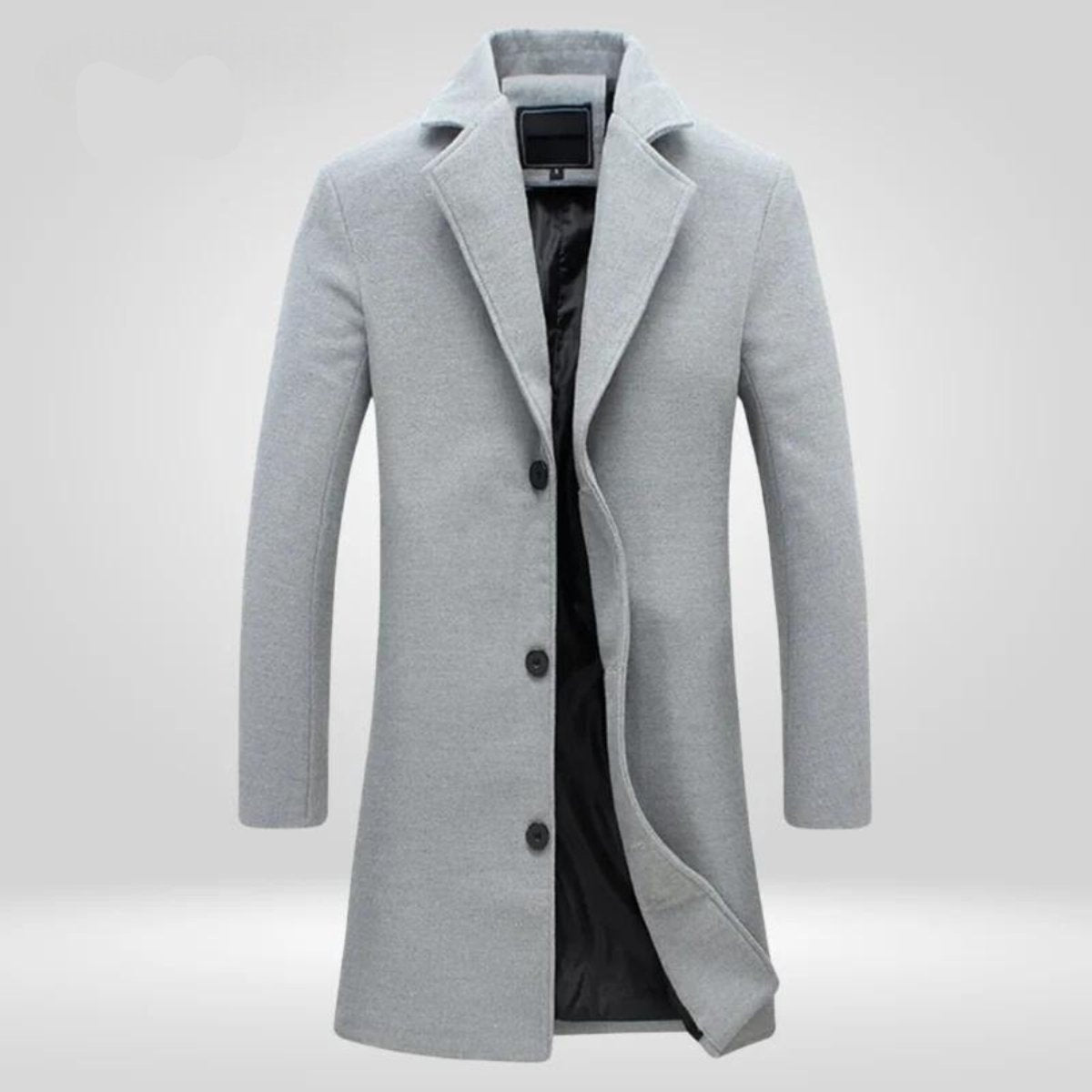 Manteau long à revers crantés et boutonnage simple pour homme