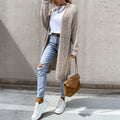Women's chunky knit longline cardigan with open front and long sleeves