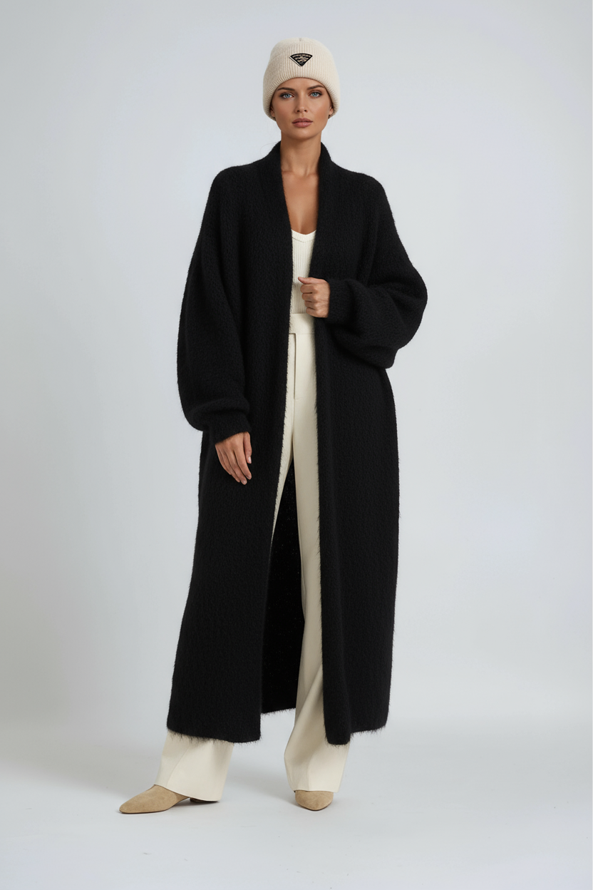 Women's Oversized Longline Open-Front Knit Cardigan