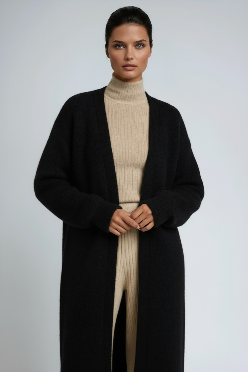 Women's Oversized Longline Open-Front Knit Cardigan