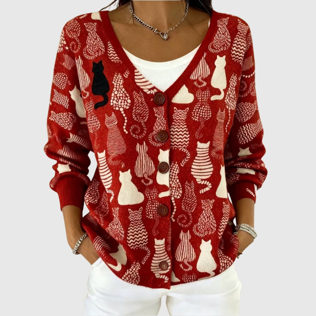 Women's Colorblock Button-Front Knit Cardigan
