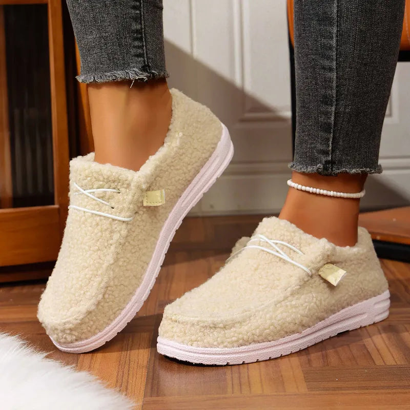 Women's Cozy Sherpa Slip-On Moc Toe Loafer Sneakers